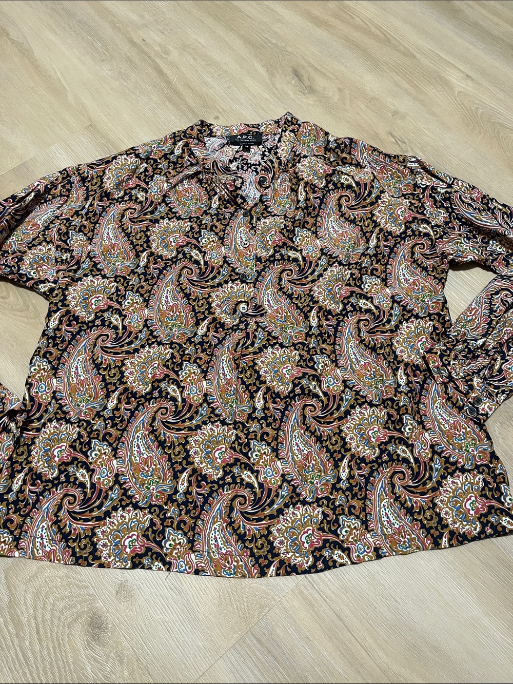 A.P.C. Rue Madame Paris Paisley Blouse Size 38